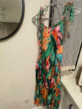 farm rio chita woodcut green maxi dress GREEN Palm Tree Maxi Dress